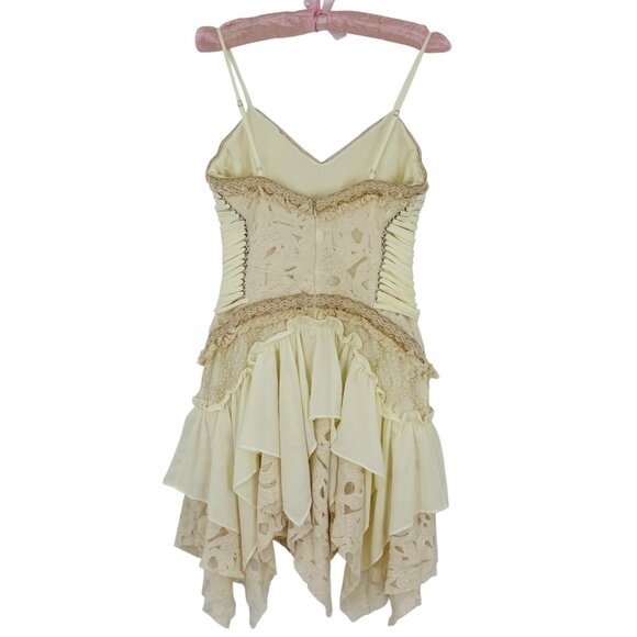 NWT Free People Ixiah Liminal Ivory Lace Ruffle Mini Dress | Grunge Fairycore 6 - Picture 8 of 16